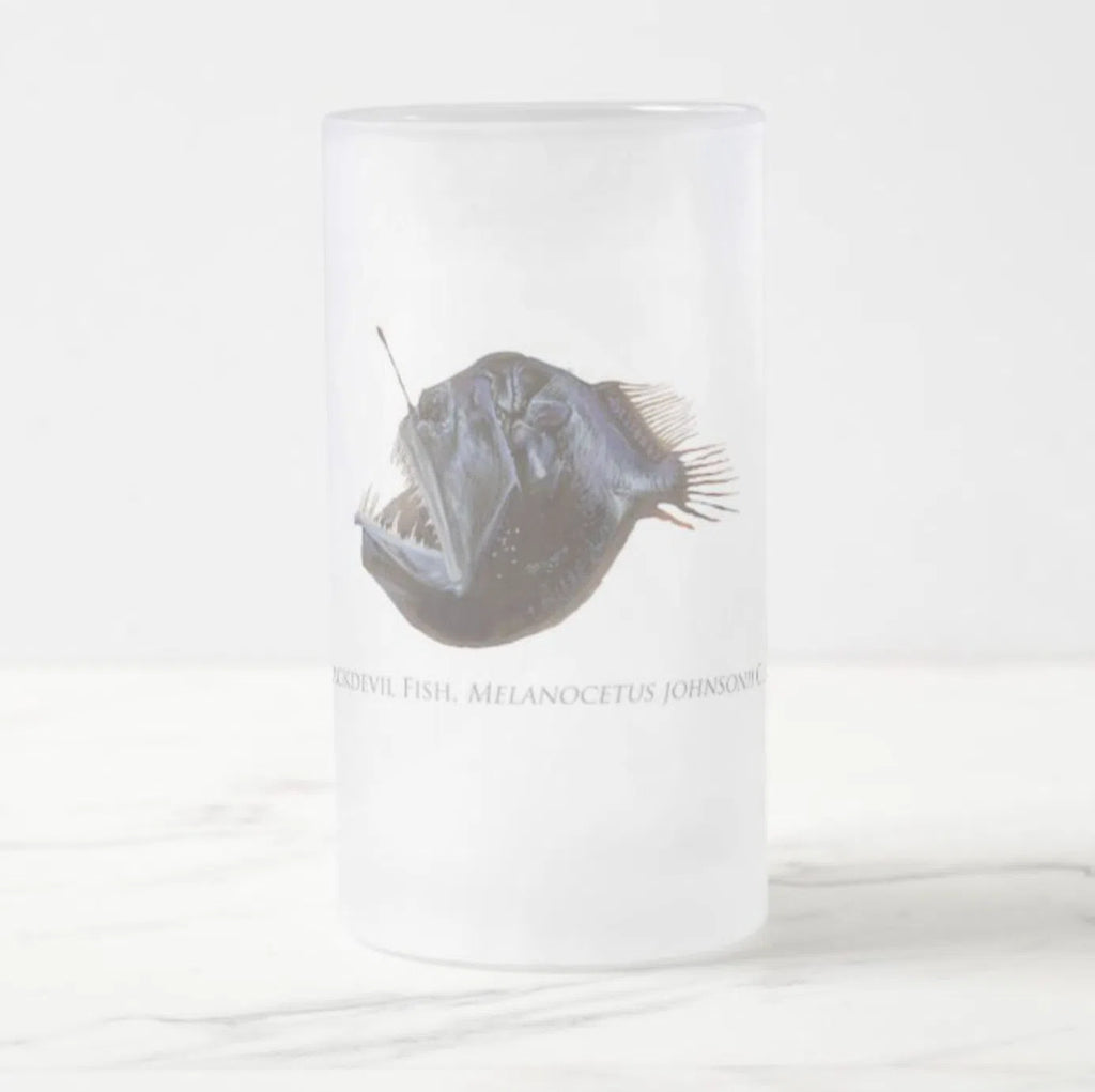 Humpback Blackdevil - Frosted Glass Stein-Stick Figure Fish Illustration