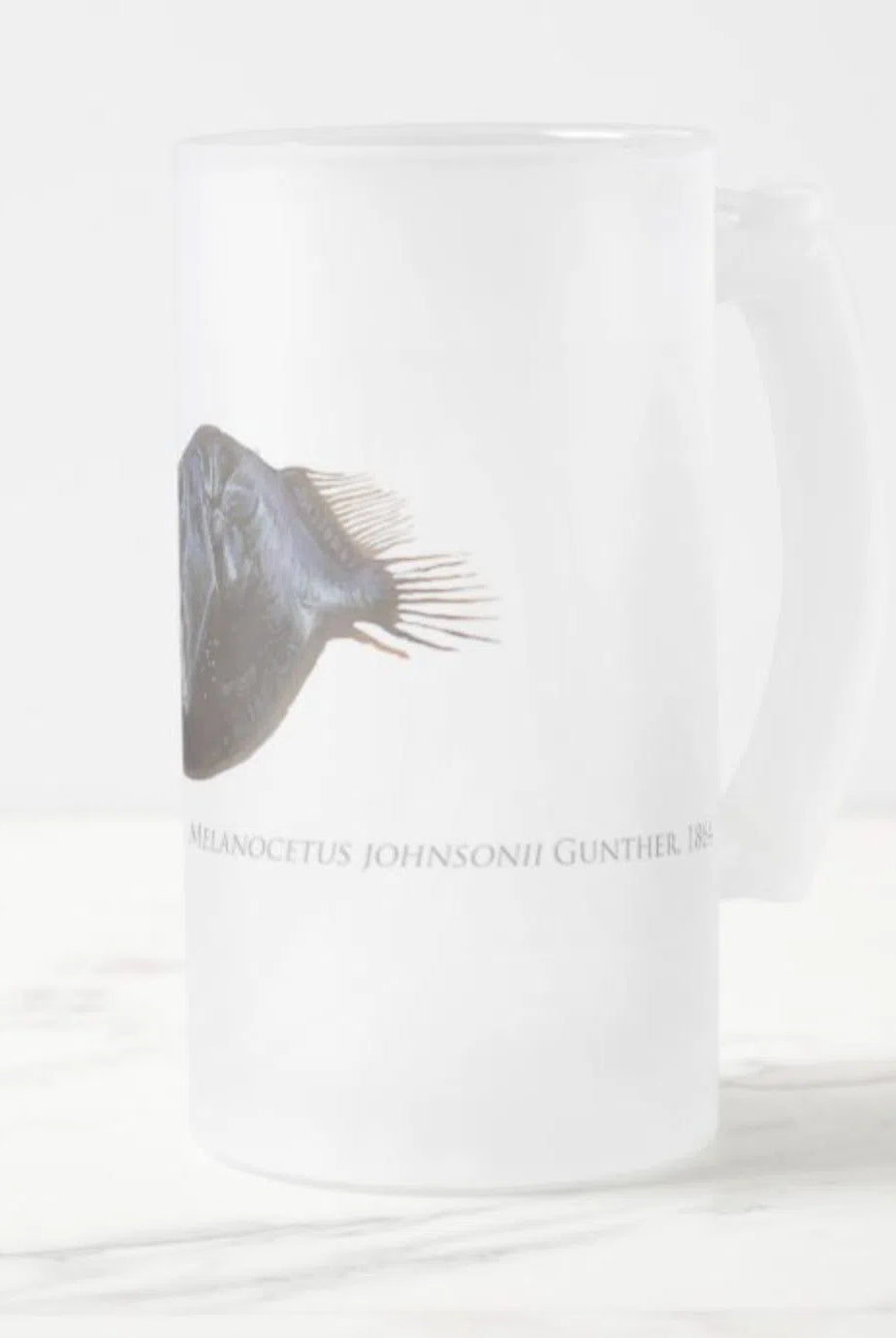 Humpback Blackdevil - Frosted Glass Stein-Stick Figure Fish Illustration