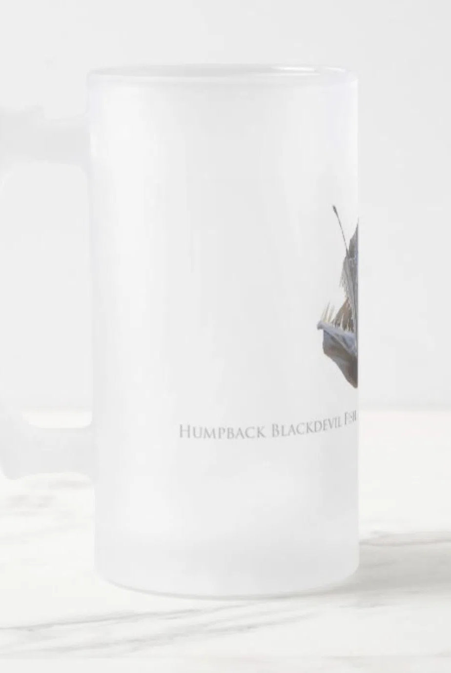 Humpback Blackdevil - Frosted Glass Stein-Stick Figure Fish Illustration
