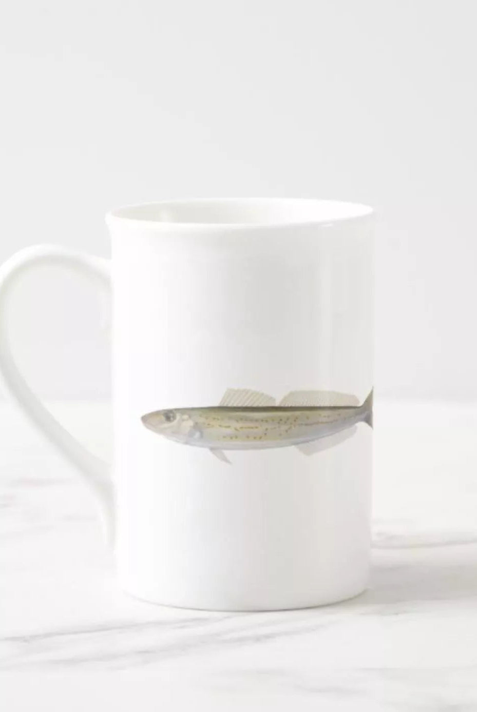 King George Whiting - Fine Bone China Mug-Stick Figure Fish Illustration