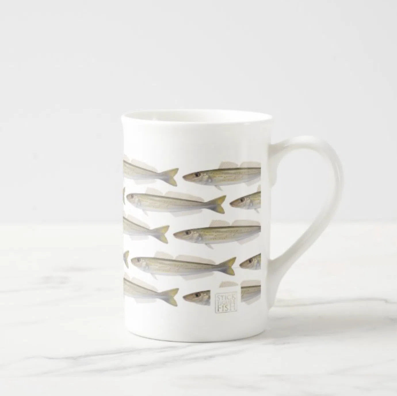 King George Whiting - Tessellation Series - Fine Bone China Mug-Stick Figure Fish Illustration