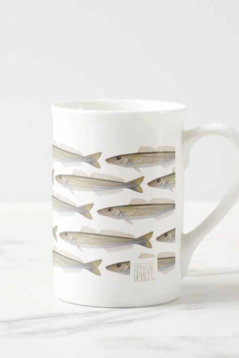 King George Whiting - Tessellation Series - Fine Bone China Mug-Stick Figure Fish Illustration