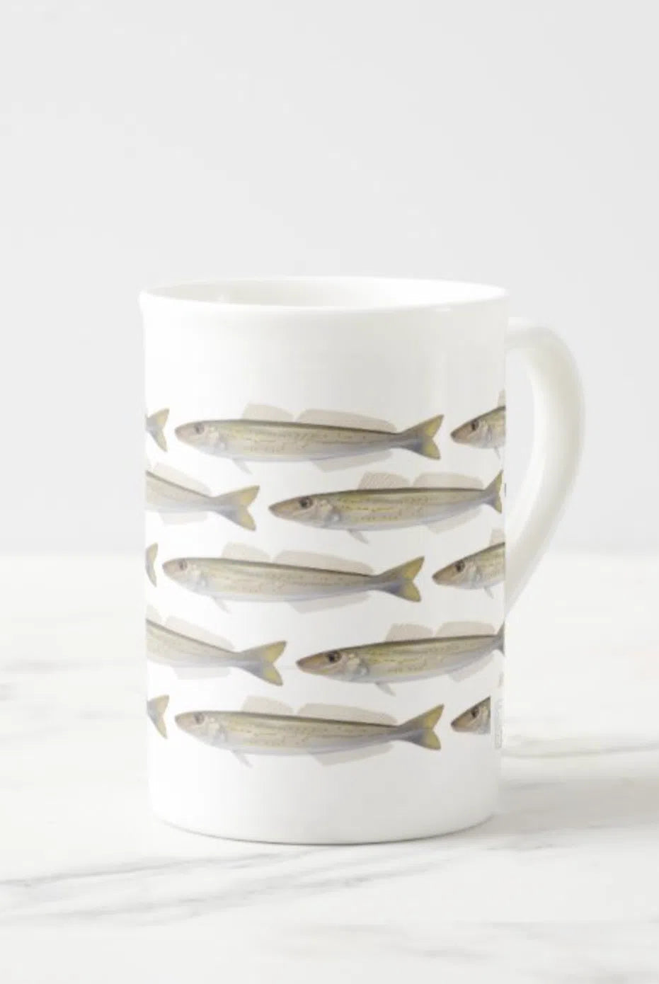 King George Whiting - Tessellation Series - Fine Bone China Mug-Stick Figure Fish Illustration