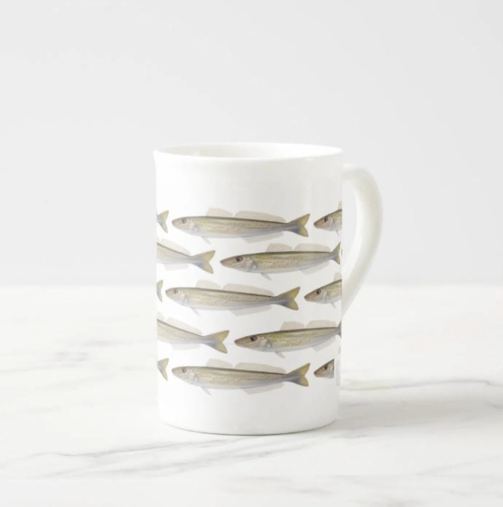 King George Whiting - Tessellation Series - Fine Bone China Mug-Stick Figure Fish Illustration
