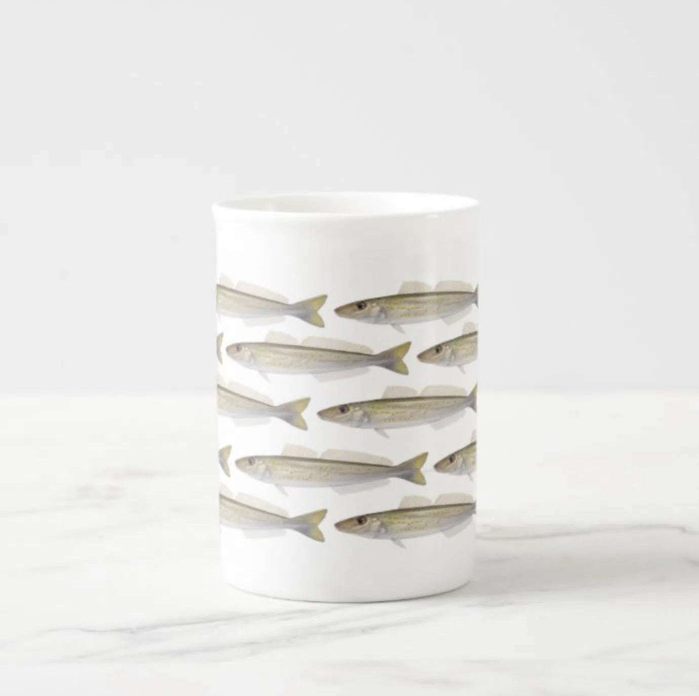 King George Whiting - Tessellation Series - Fine Bone China Mug-Stick Figure Fish Illustration