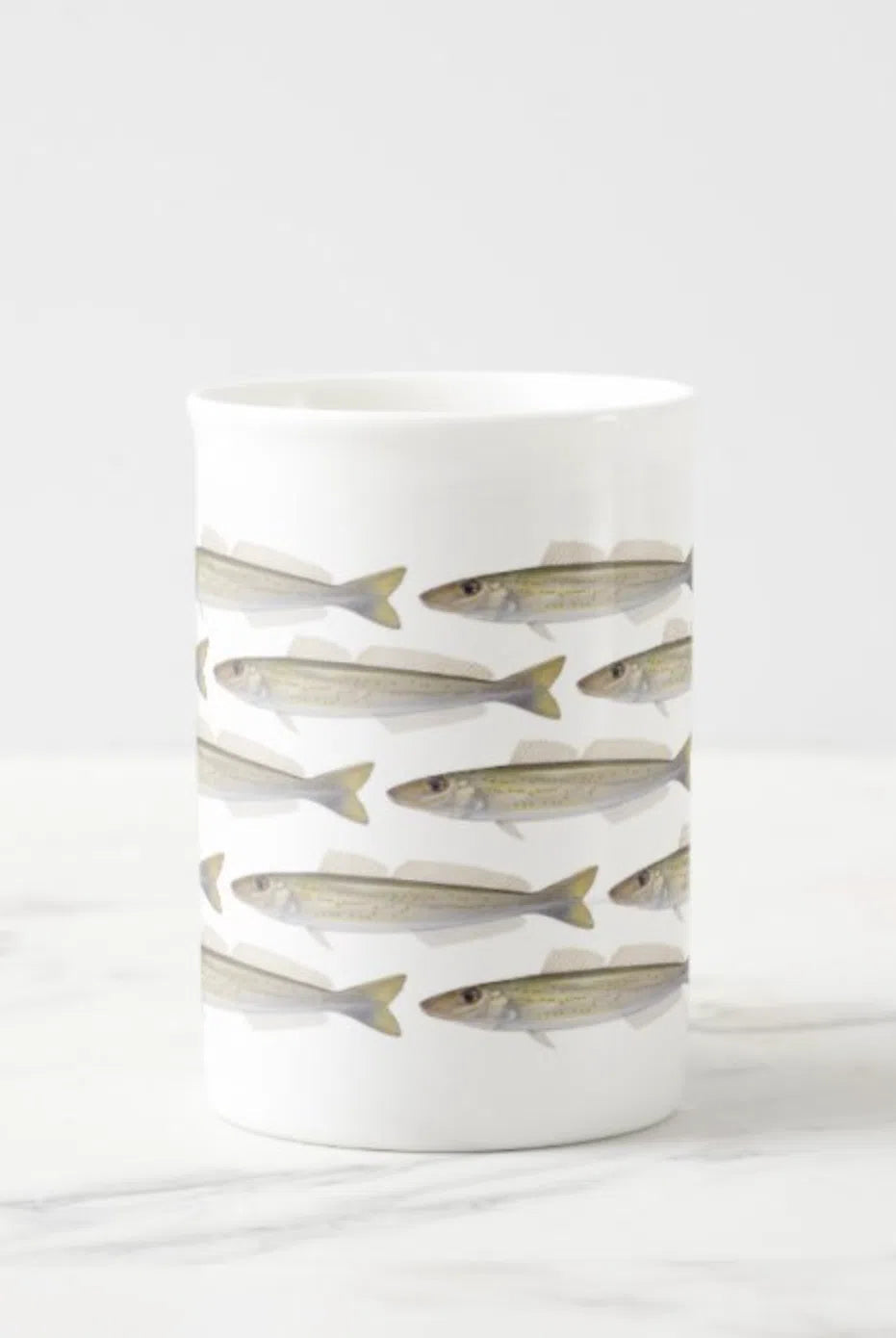 King George Whiting - Tessellation Series - Fine Bone China Mug-Stick Figure Fish Illustration