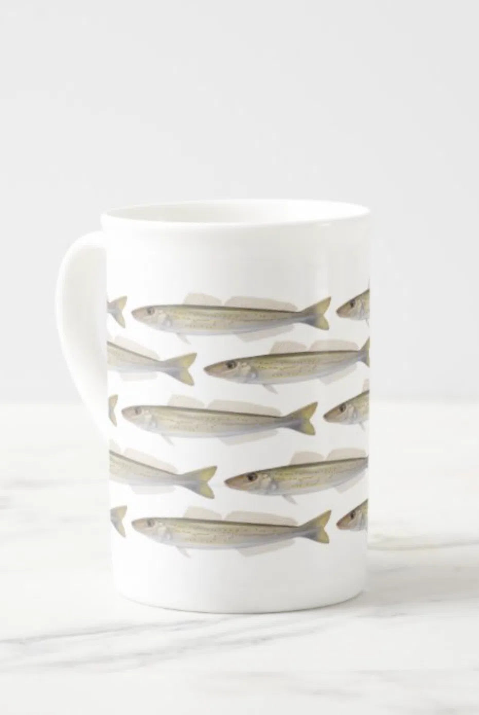 King George Whiting - Tessellation Series - Fine Bone China Mug-Stick Figure Fish Illustration