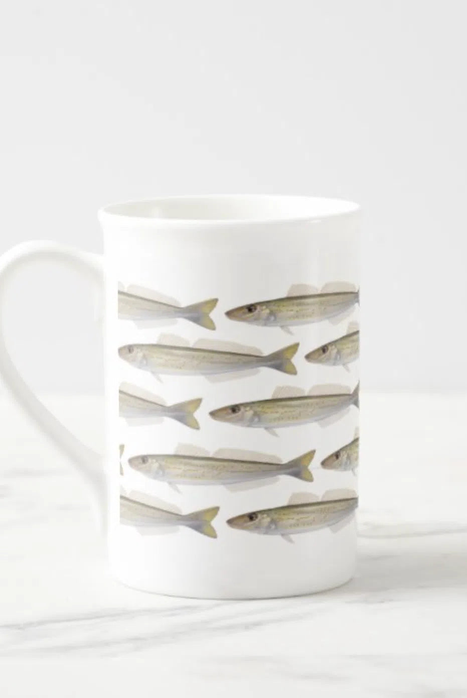 King George Whiting - Tessellation Series - Fine Bone China Mug-Stick Figure Fish Illustration