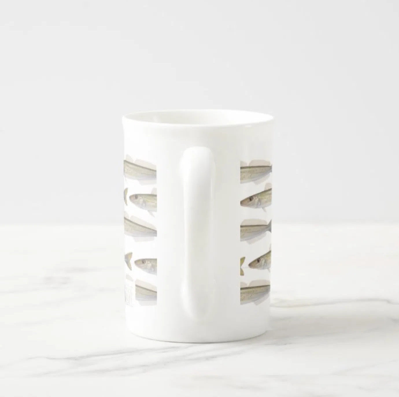 King George Whiting - Tessellation Series - Fine Bone China Mug-Stick Figure Fish Illustration