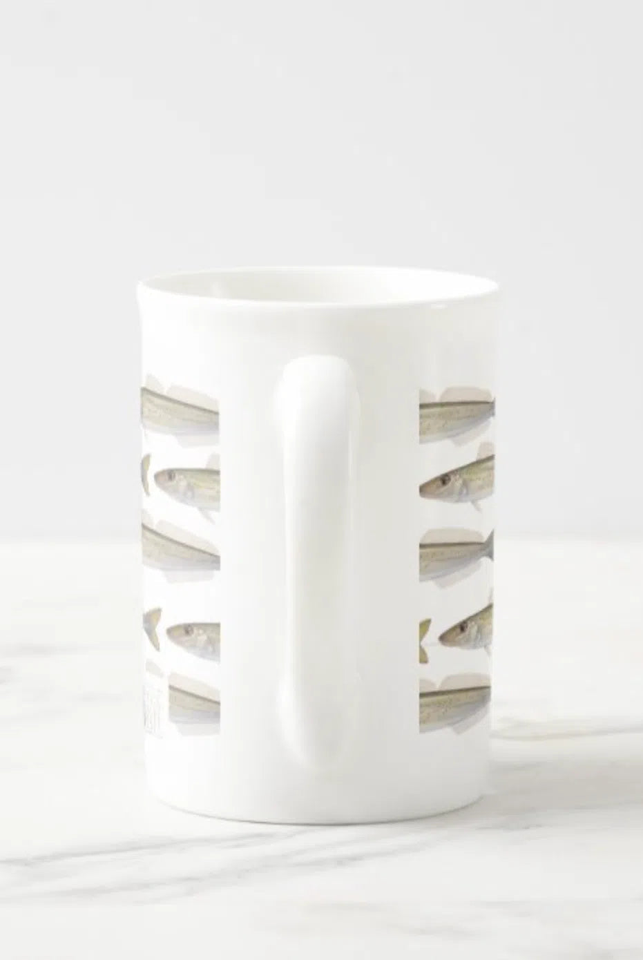 King George Whiting - Tessellation Series - Fine Bone China Mug-Stick Figure Fish Illustration