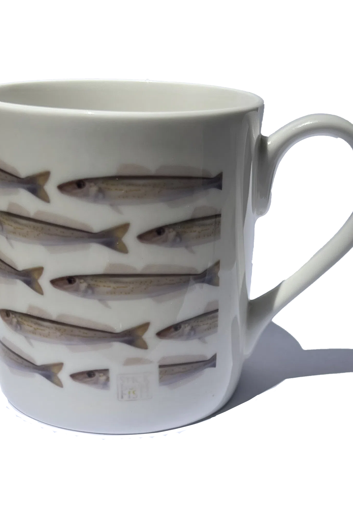 King George Whiting - Tessellation Series - Fine Bone China Mug-Stick Figure Fish Illustration
