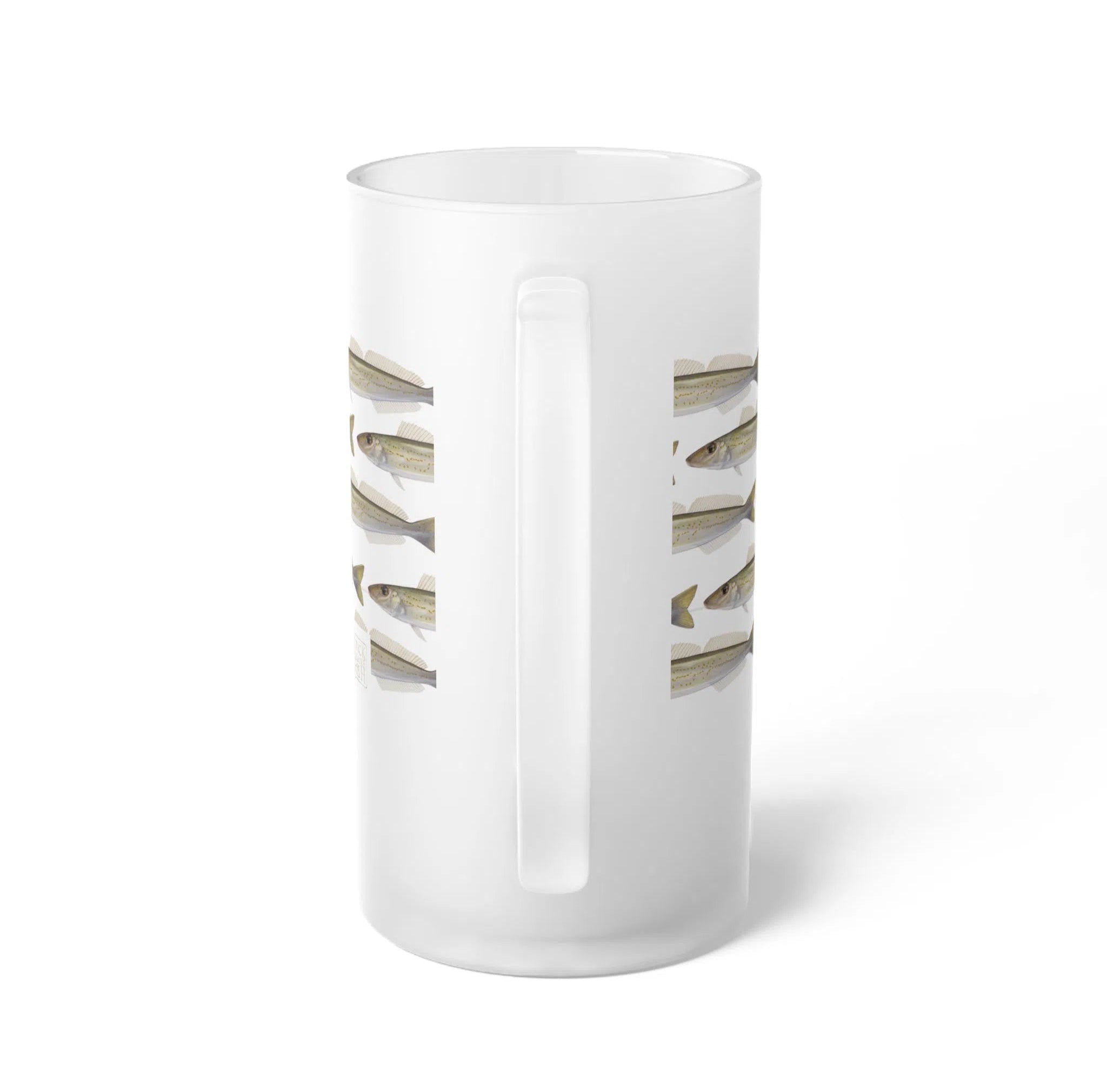 King George Whiting - Tessellation Series - Frosted Glass Stein-Stick Figure Fish Illustration