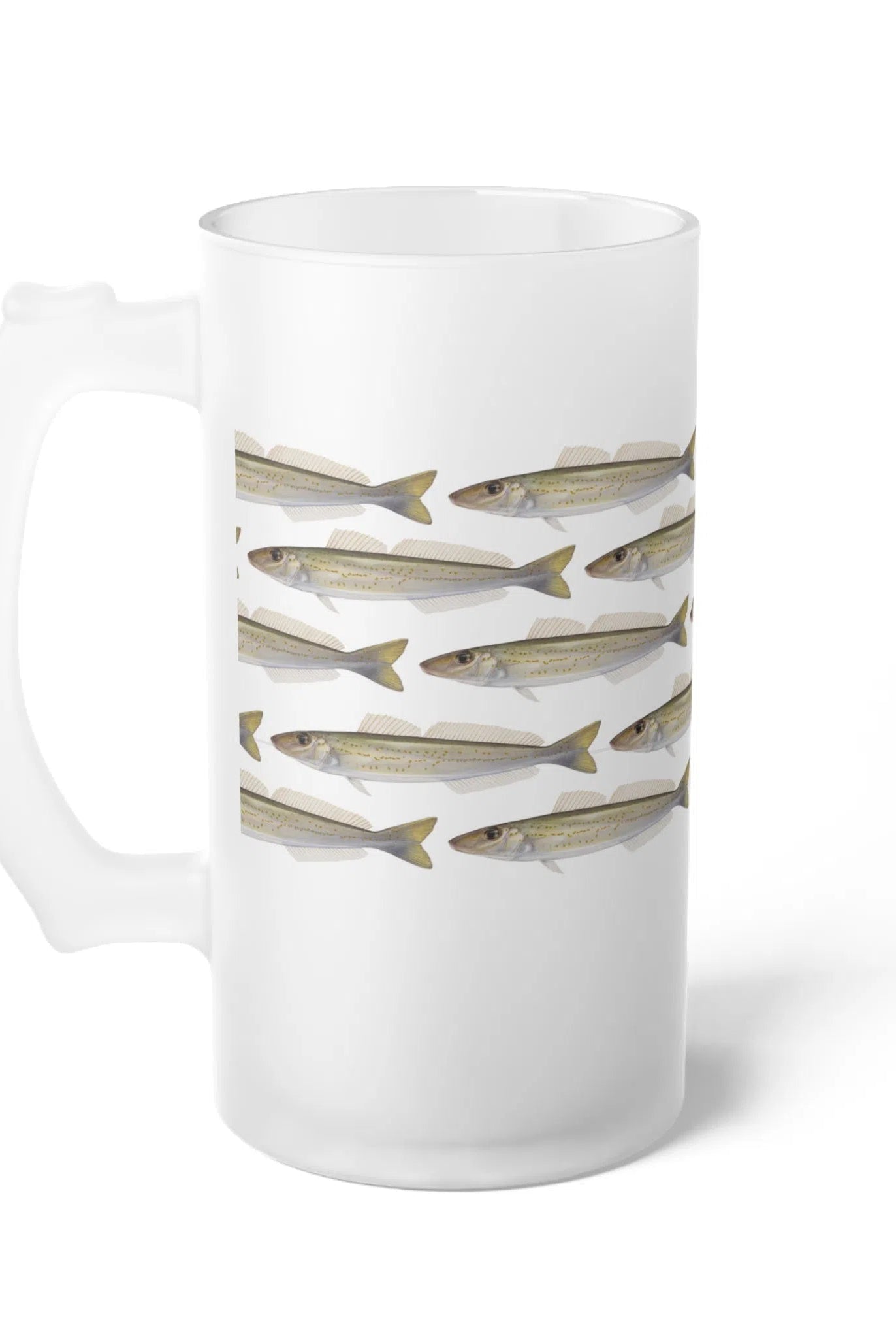 King George Whiting - Tessellation Series - Frosted Glass Stein-Stick Figure Fish Illustration