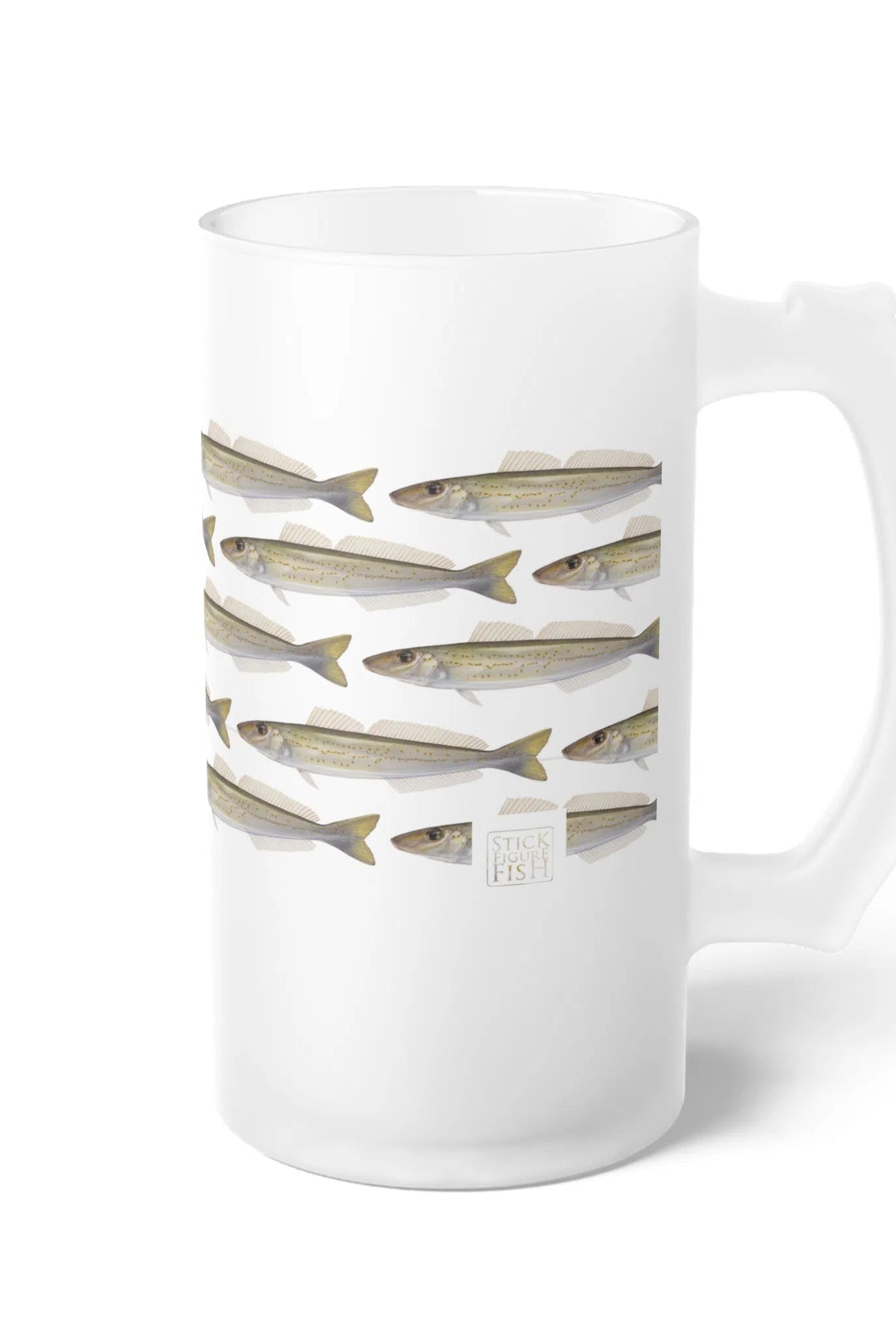 King George Whiting - Tessellation Series - Frosted Glass Stein-Stick Figure Fish Illustration