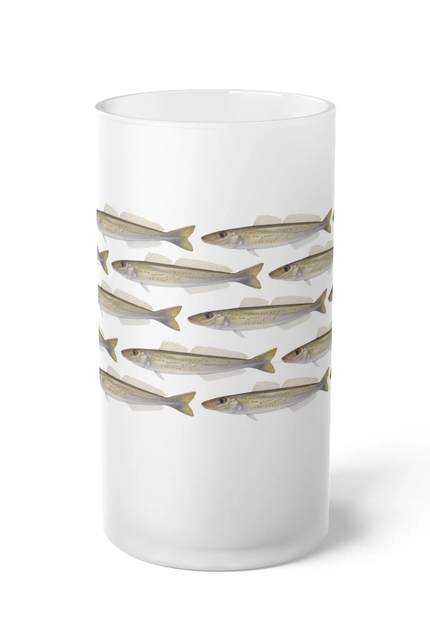King George Whiting - Tessellation Series - Frosted Glass Stein-Stick Figure Fish Illustration