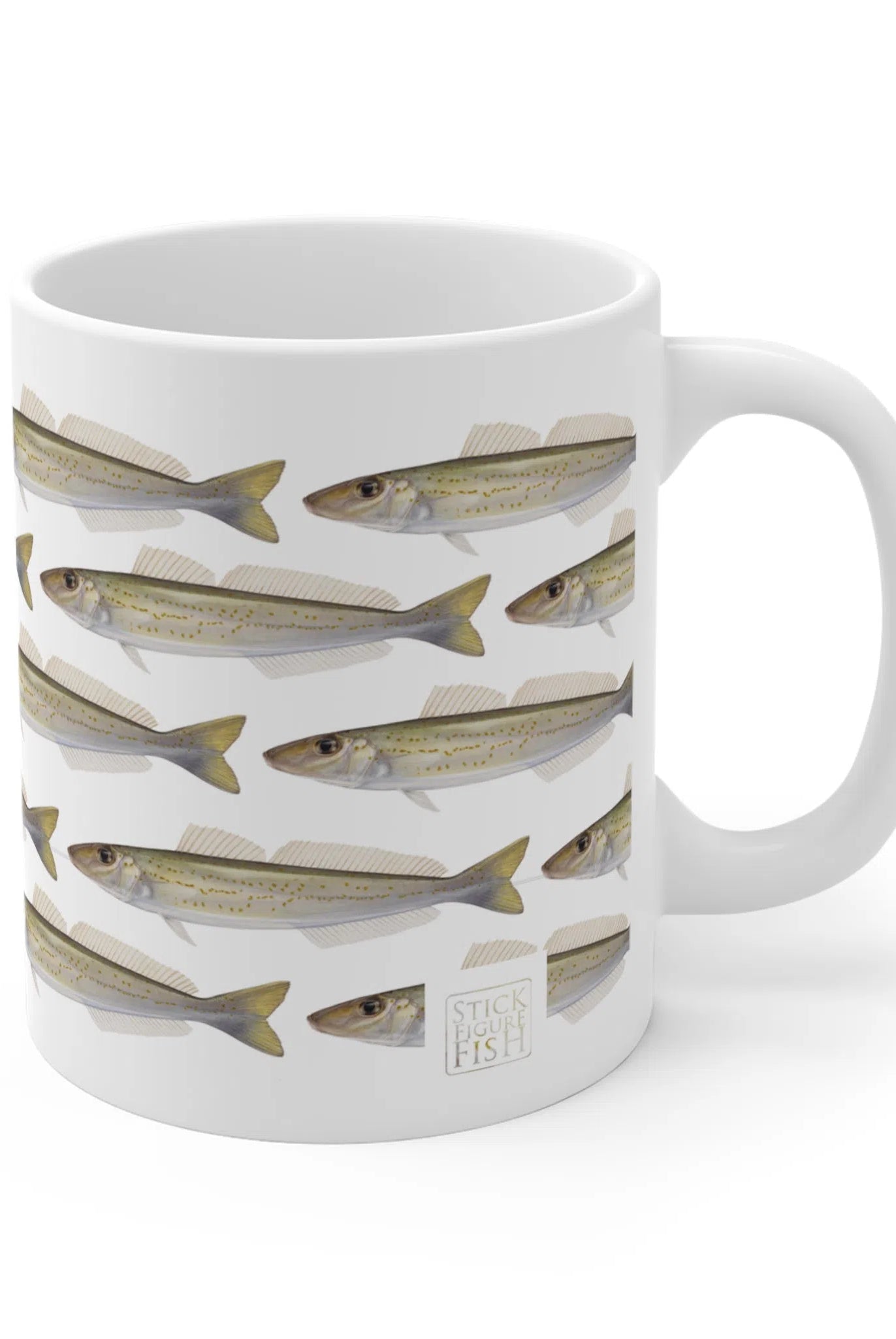 King George Whiting - Tessellation Series - Mug-Stick Figure Fish Illustration