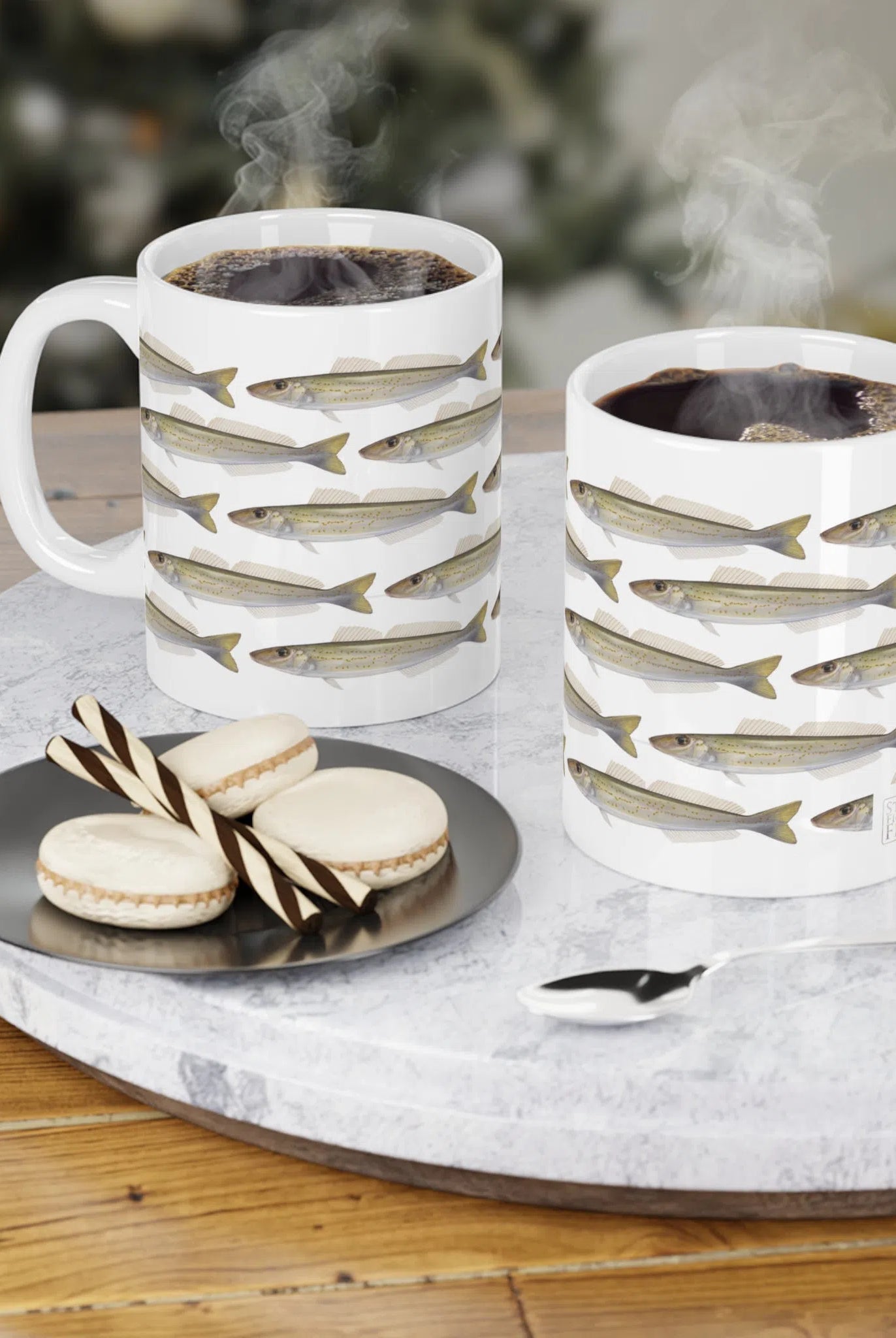 King George Whiting - Tessellation Series - Mug-Stick Figure Fish Illustration