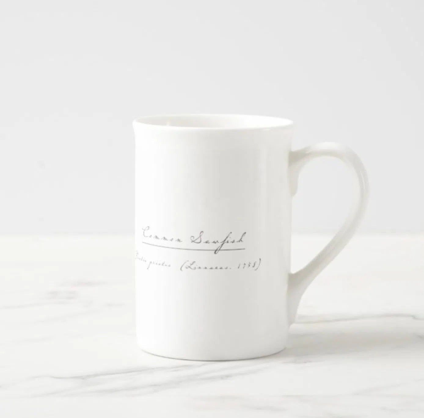 Largetooth Sawfish - Fine Bone China Mug-Stick Figure Fish Illustration