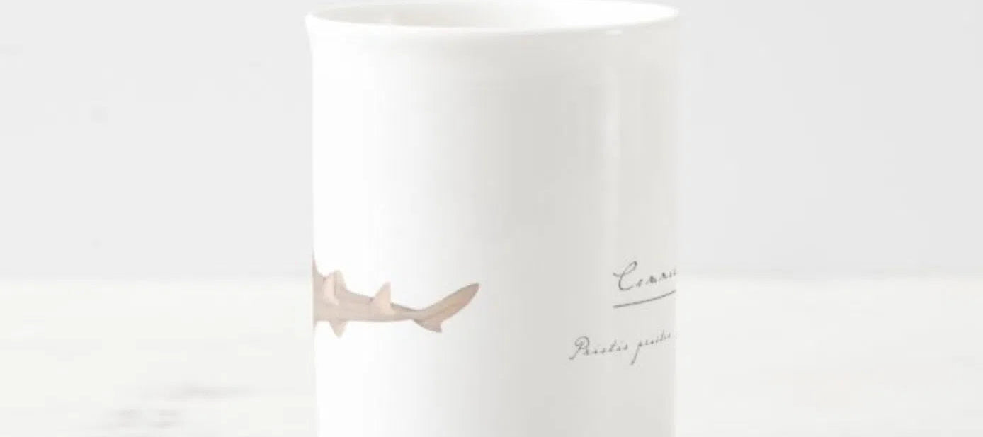 Largetooth Sawfish - Fine Bone China Mug-Stick Figure Fish Illustration