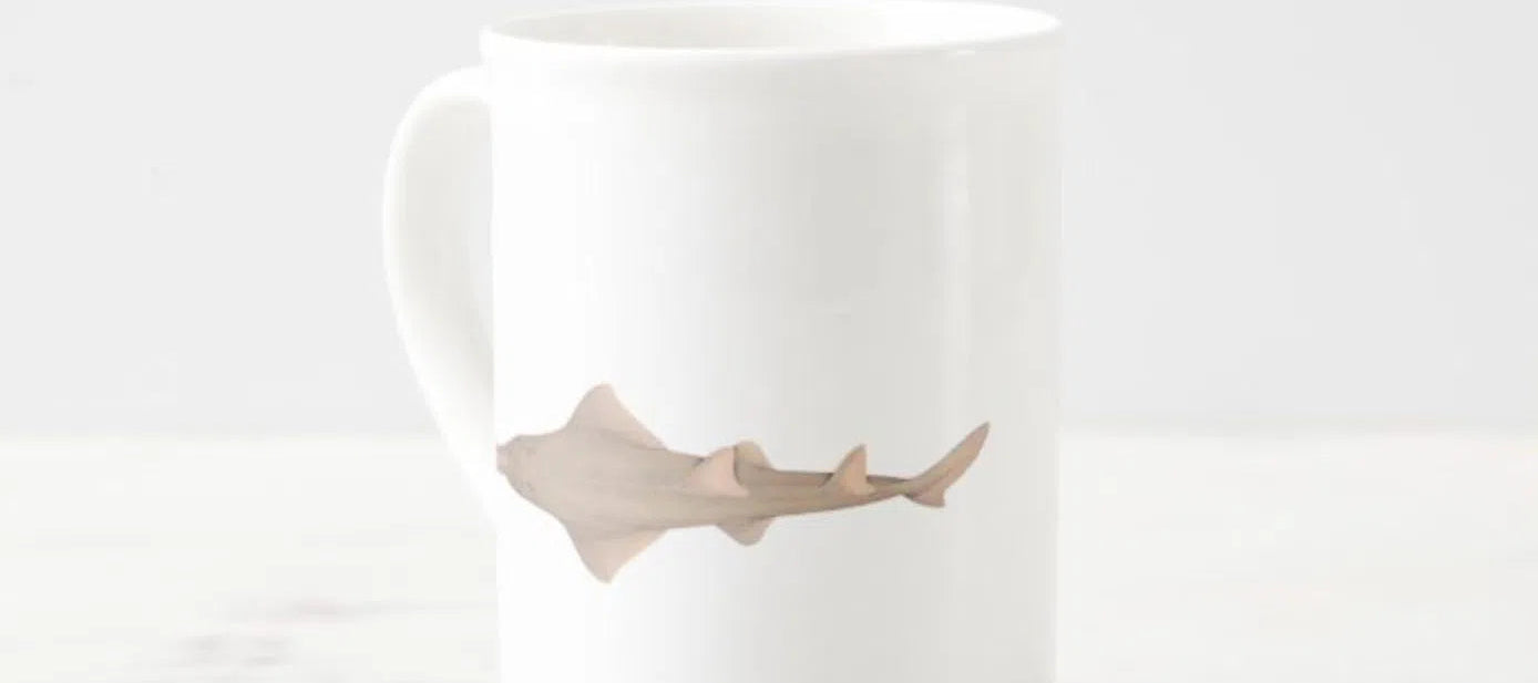 Largetooth Sawfish - Fine Bone China Mug-Stick Figure Fish Illustration