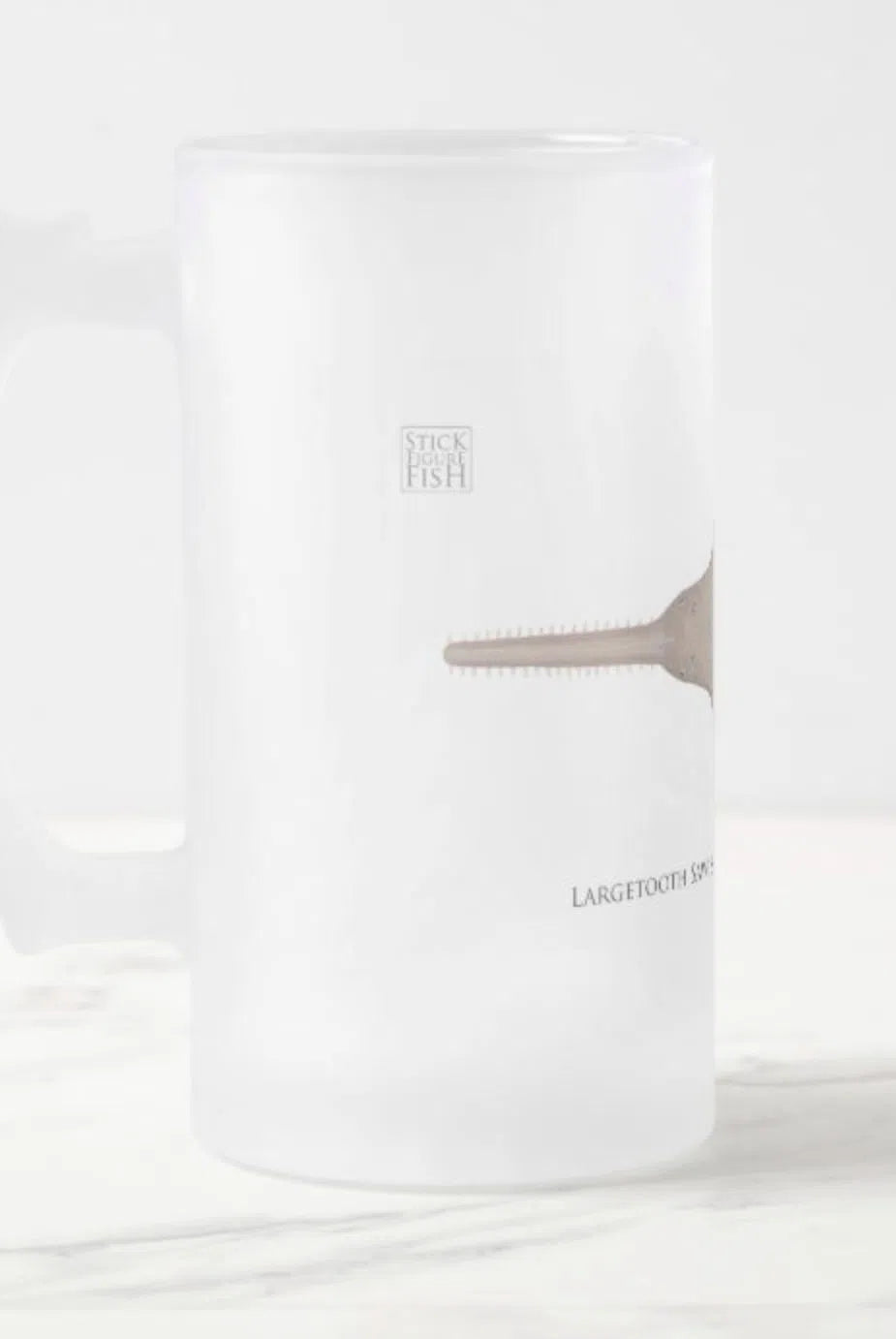 Largetooth Sawfish - Frosted Glass Stein-Stick Figure Fish Illustration