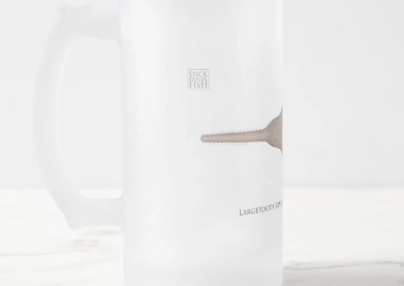 Largetooth Sawfish - Frosted Glass Stein-Stick Figure Fish Illustration