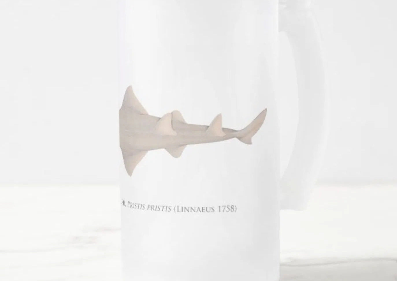 Largetooth Sawfish - Frosted Glass Stein-Stick Figure Fish Illustration