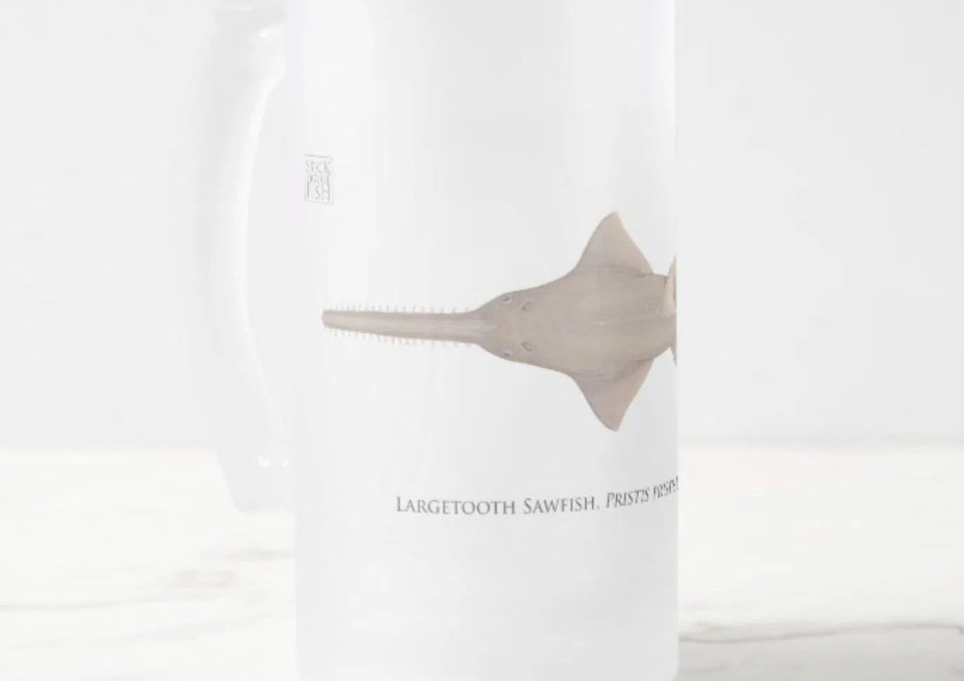 Largetooth Sawfish - Frosted Glass Stein-Stick Figure Fish Illustration