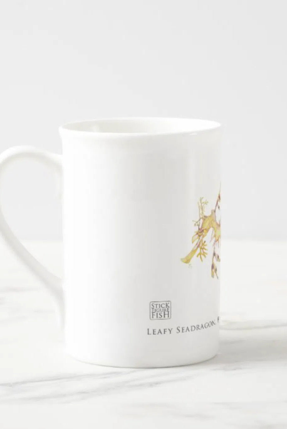 Leafy Seadragon - Fine Bone China Mug-Stick Figure Fish Illustration