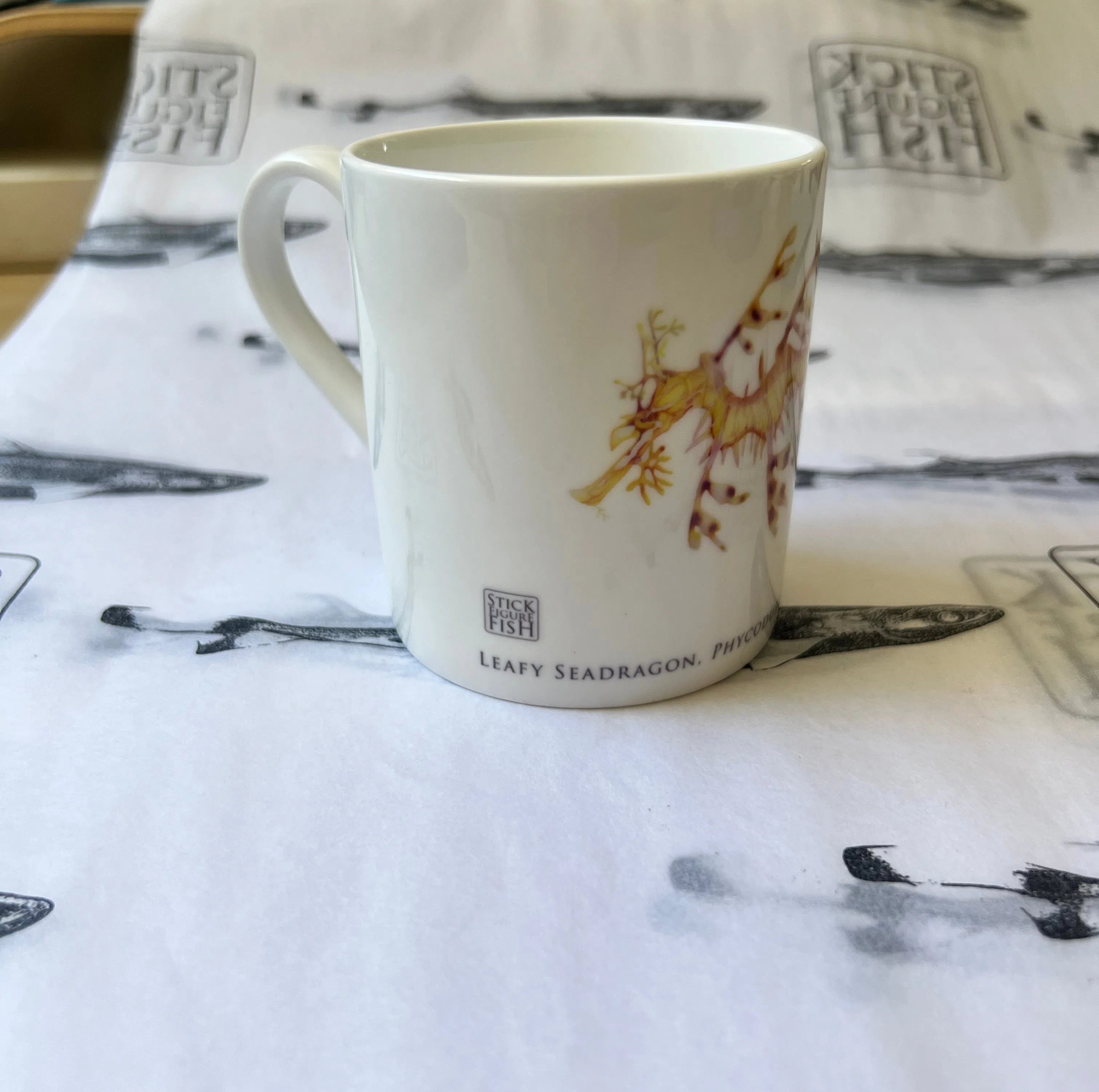 Leafy Seadragon - Fine Bone China Mug-Stick Figure Fish Illustration