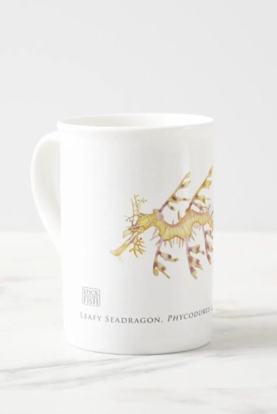 Leafy Seadragon - Fine Bone China Mug-Stick Figure Fish Illustration