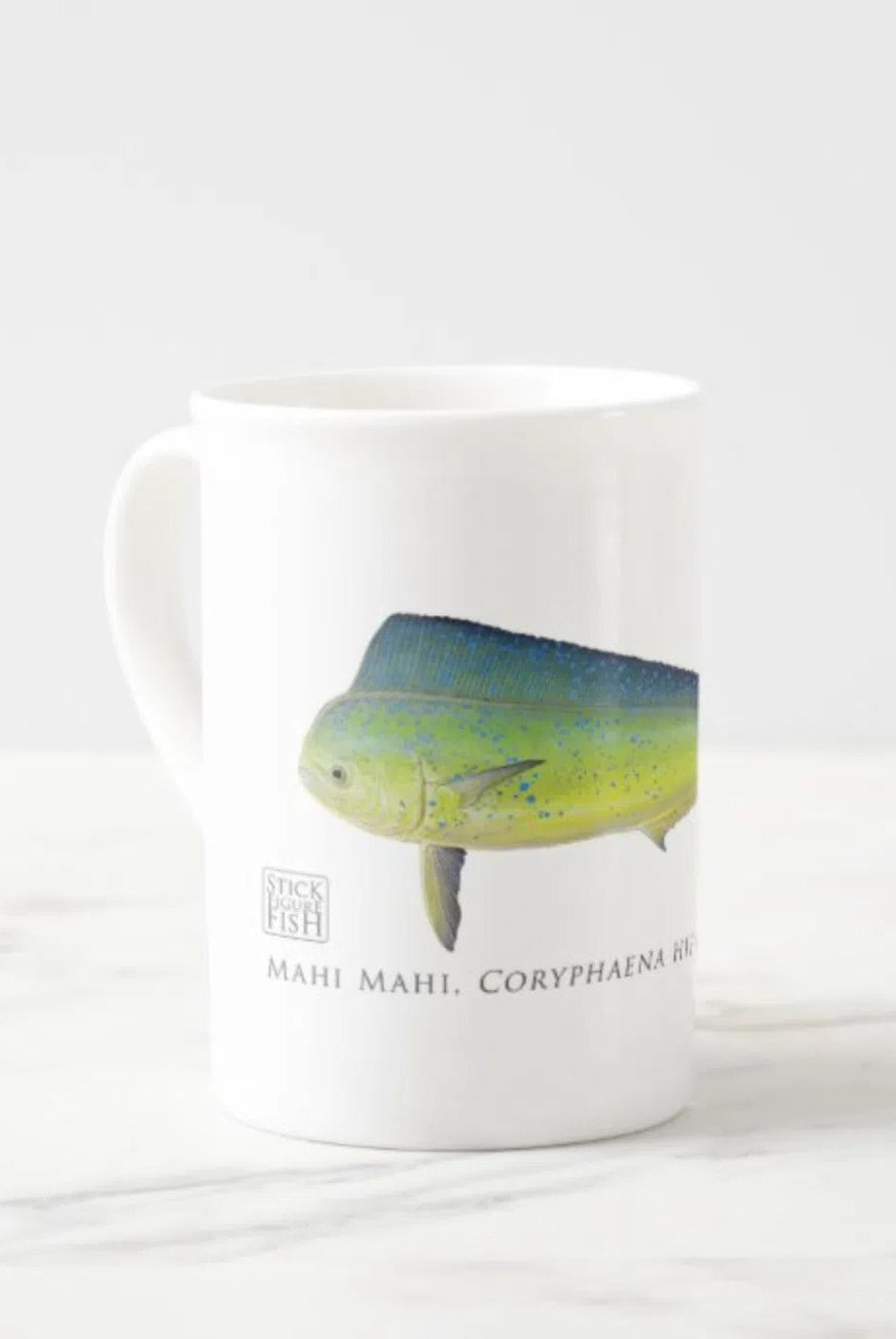 Mahi Mahi - Fine Bone China Mug-Stick Figure Fish Illustration