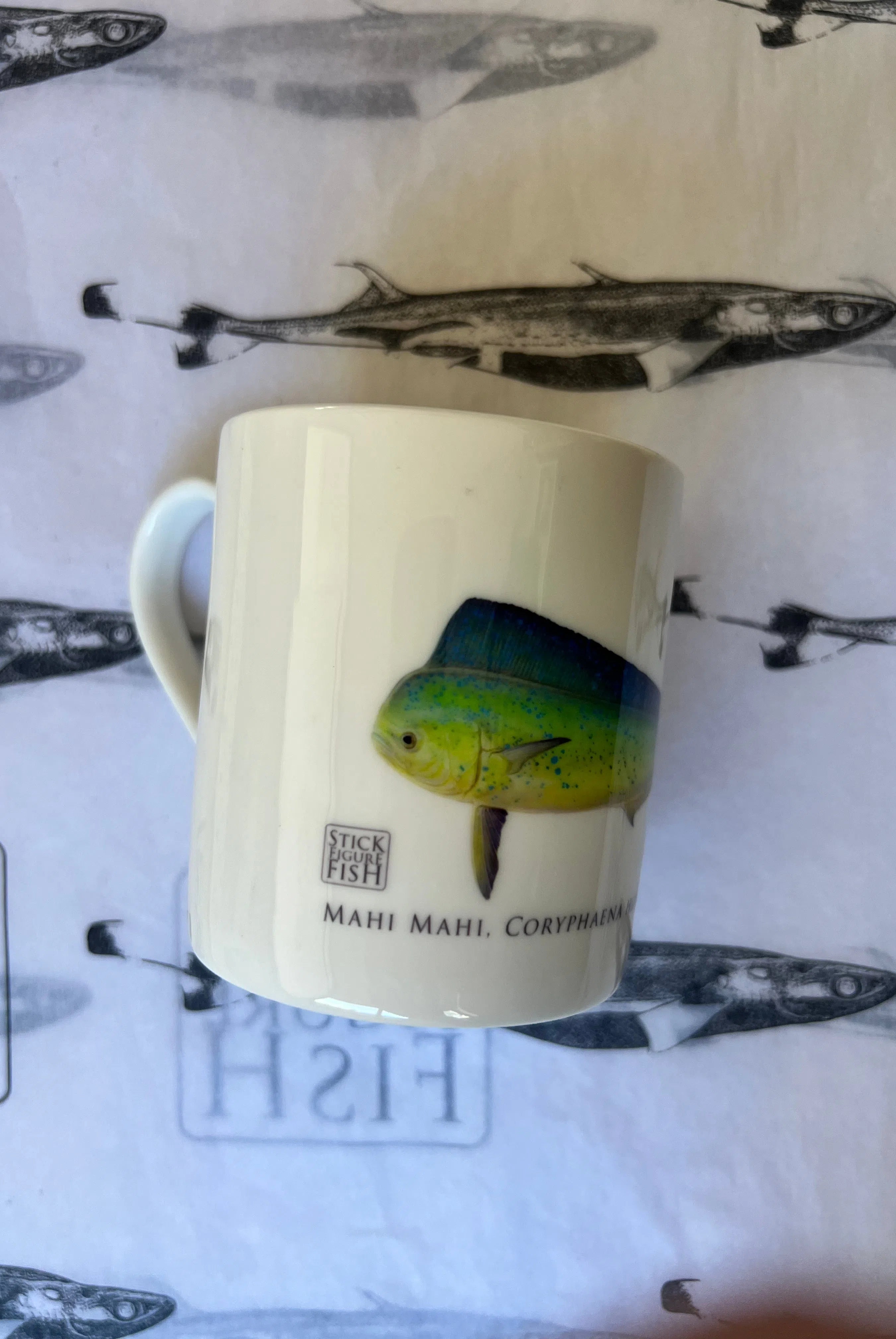 Mahi Mahi - Fine Bone China Mug-Stick Figure Fish Illustration