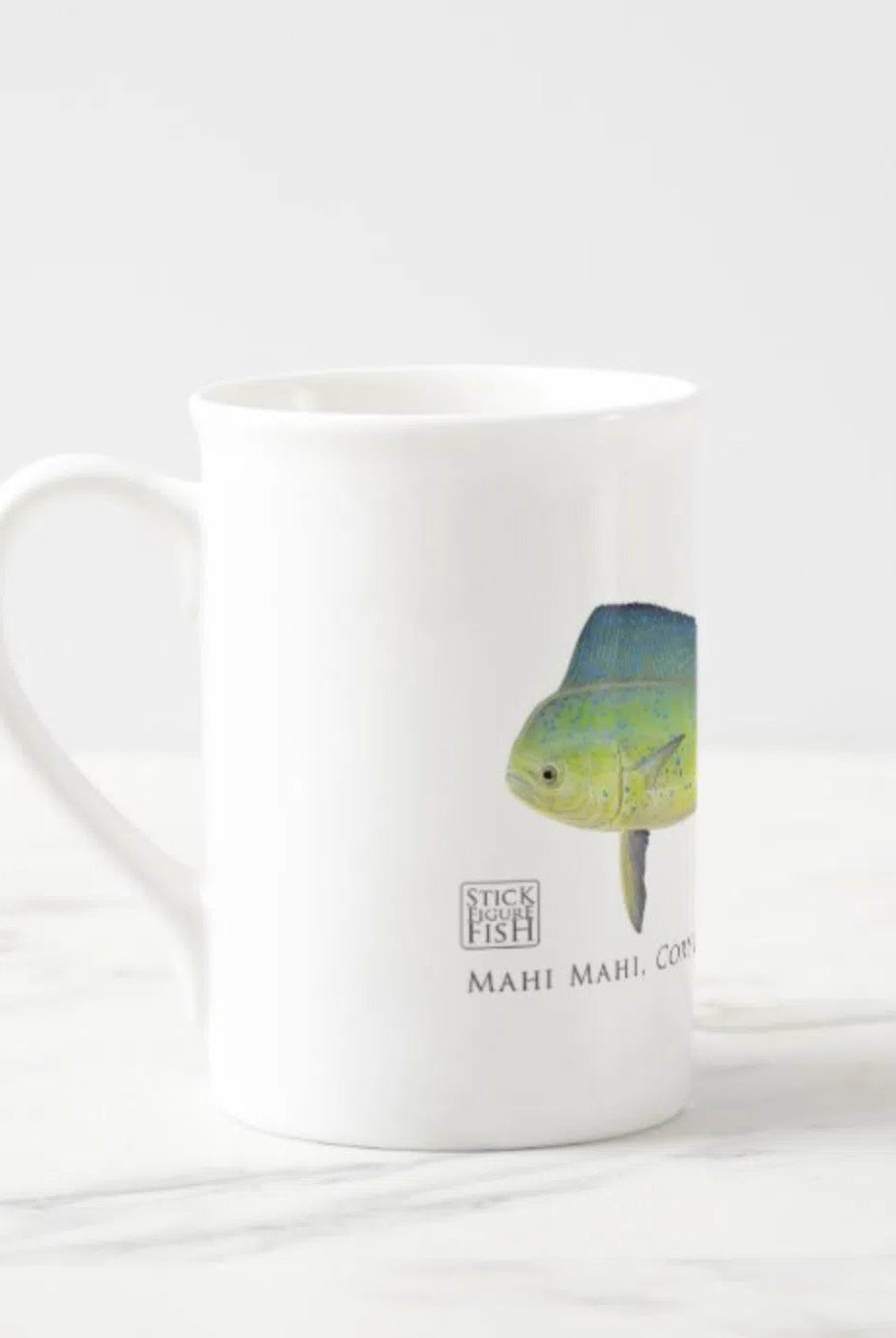 Mahi Mahi - Fine Bone China Mug-Stick Figure Fish Illustration