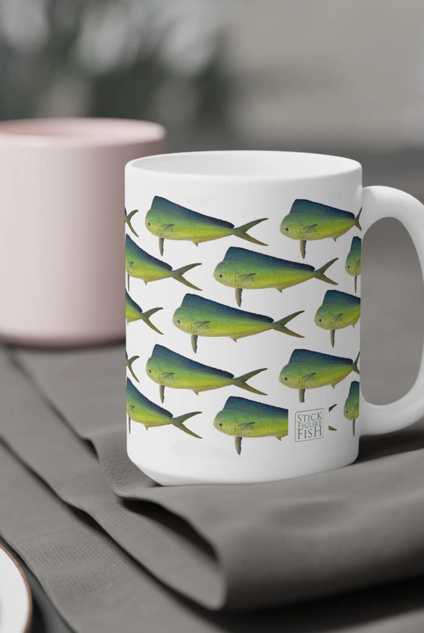 Mahi Mahi - Tessellation Series - Mug-Stick Figure Fish Illustration