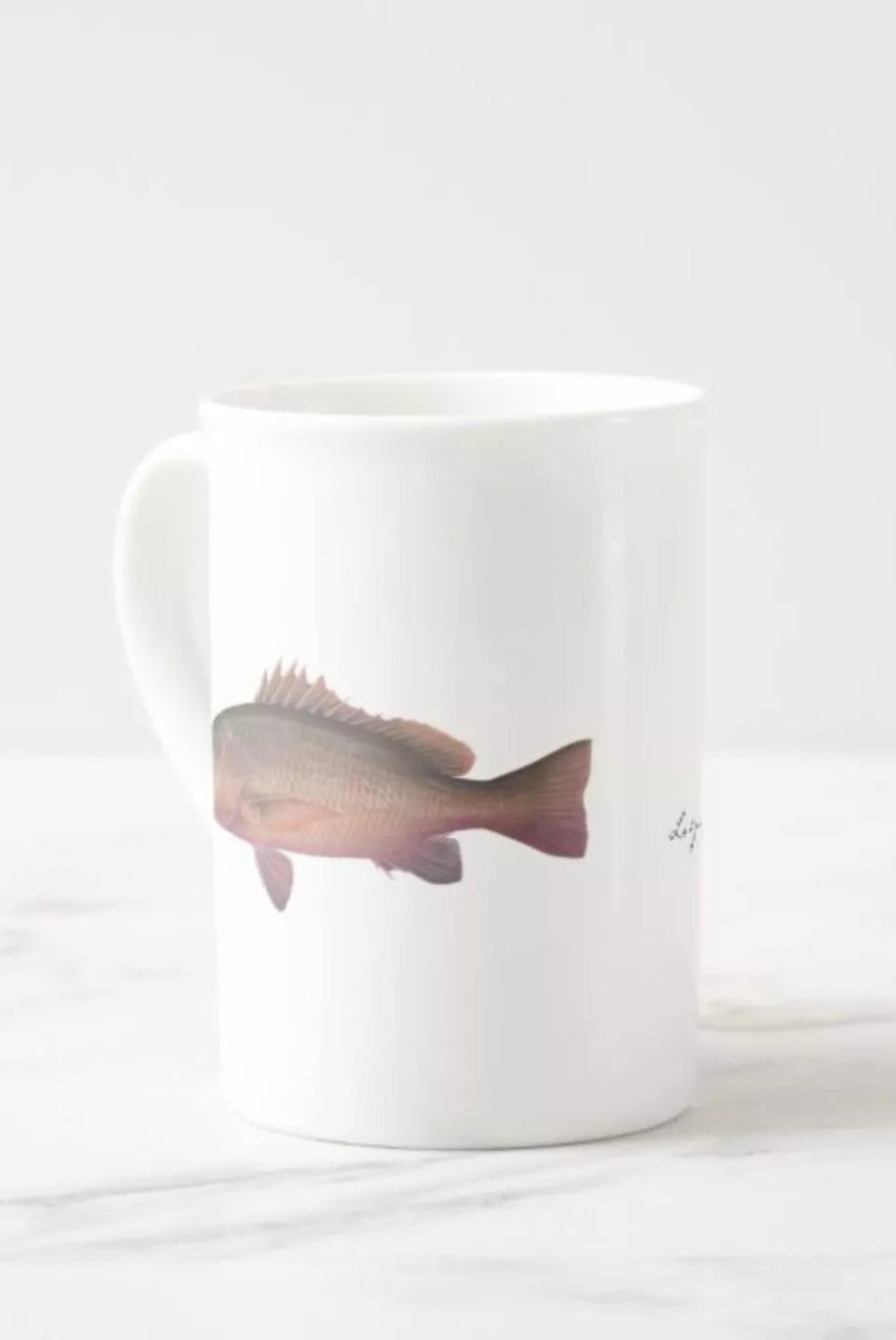 Mangrove Jack - Fine Bone China Mug-Stick Figure Fish Illustration