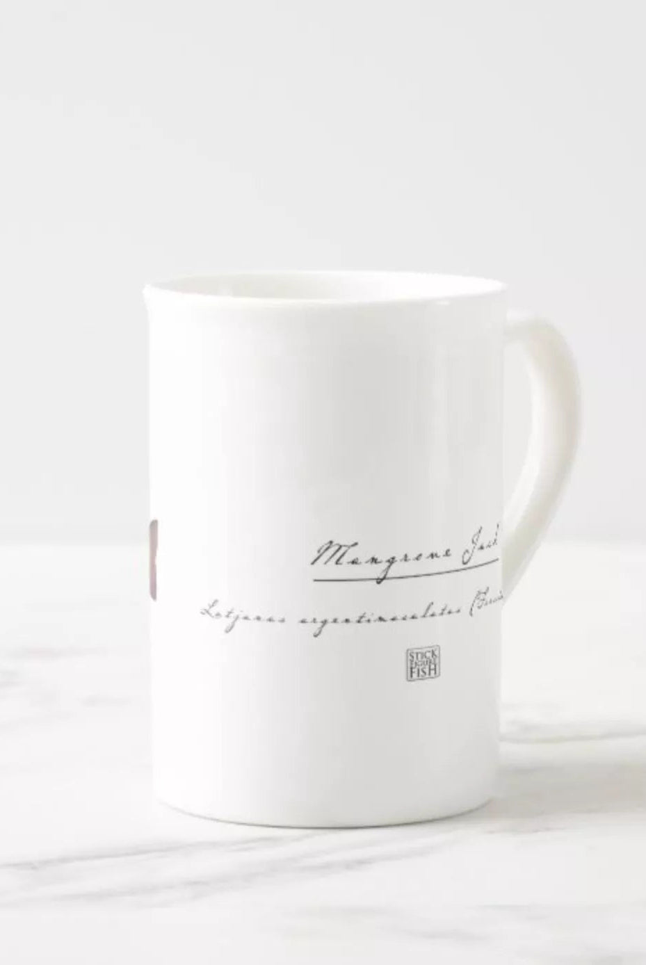 Mangrove Jack - Fine Bone China Mug-Stick Figure Fish Illustration