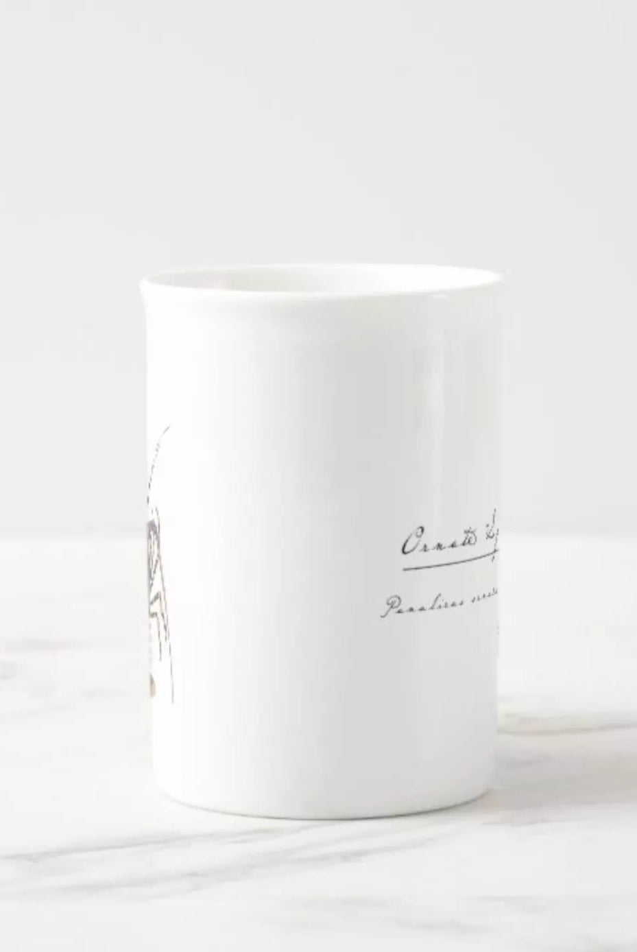 Ornate Spiny Lobster- Fine Bone China Mug-Stick Figure Fish Illustration