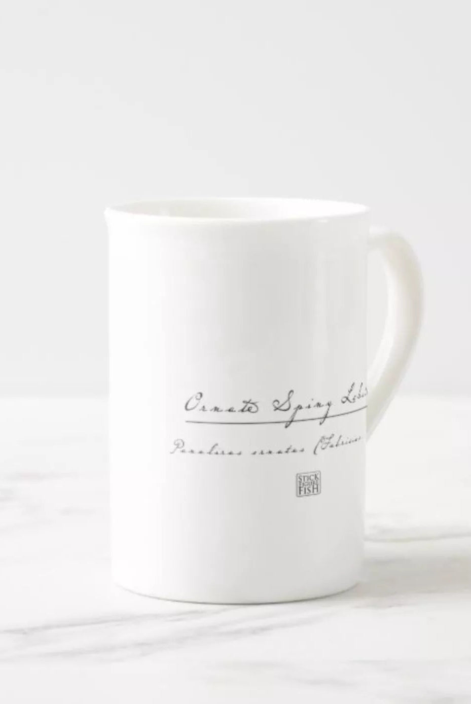 Ornate Spiny Lobster- Fine Bone China Mug-Stick Figure Fish Illustration