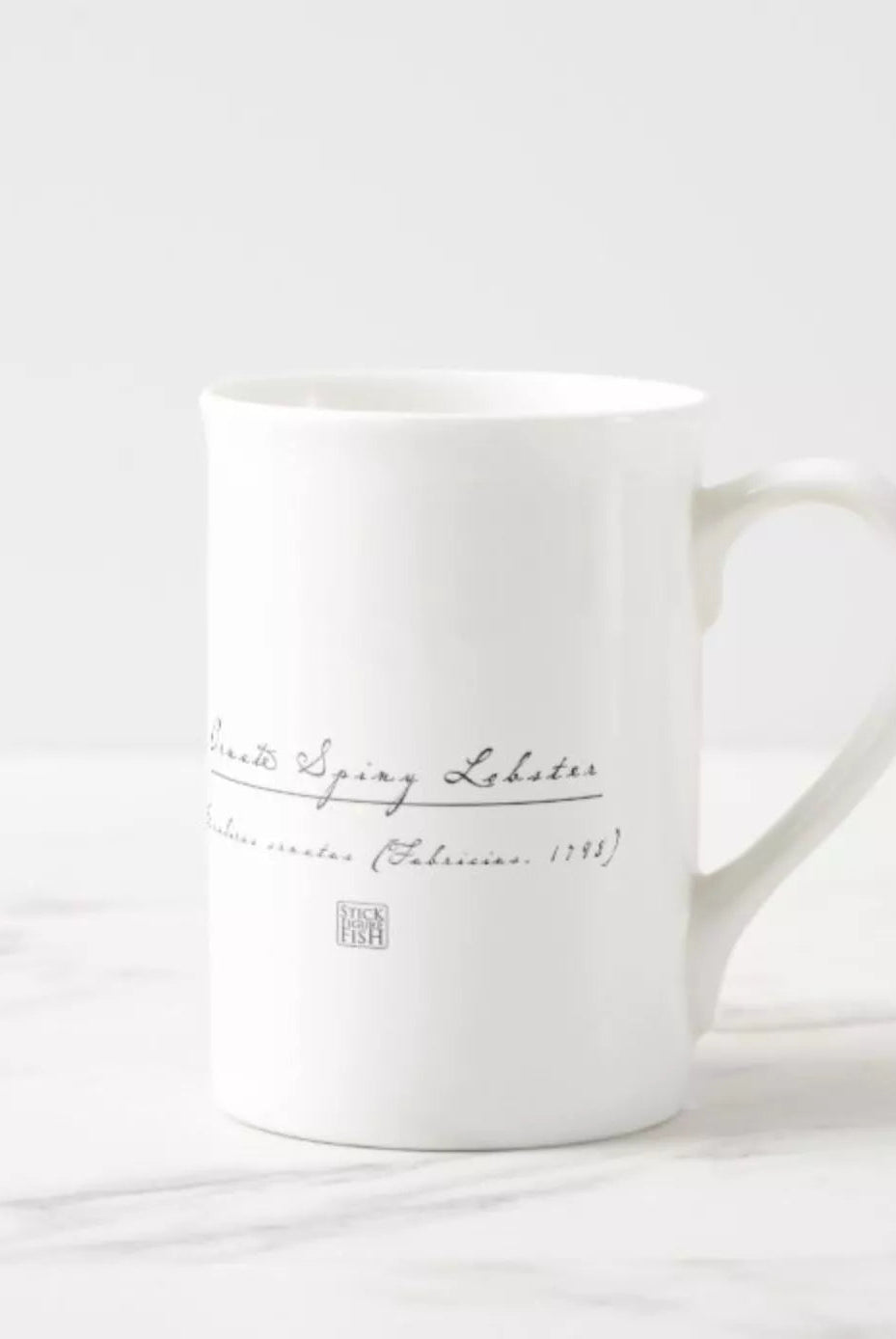 Ornate Spiny Lobster- Fine Bone China Mug-Stick Figure Fish Illustration