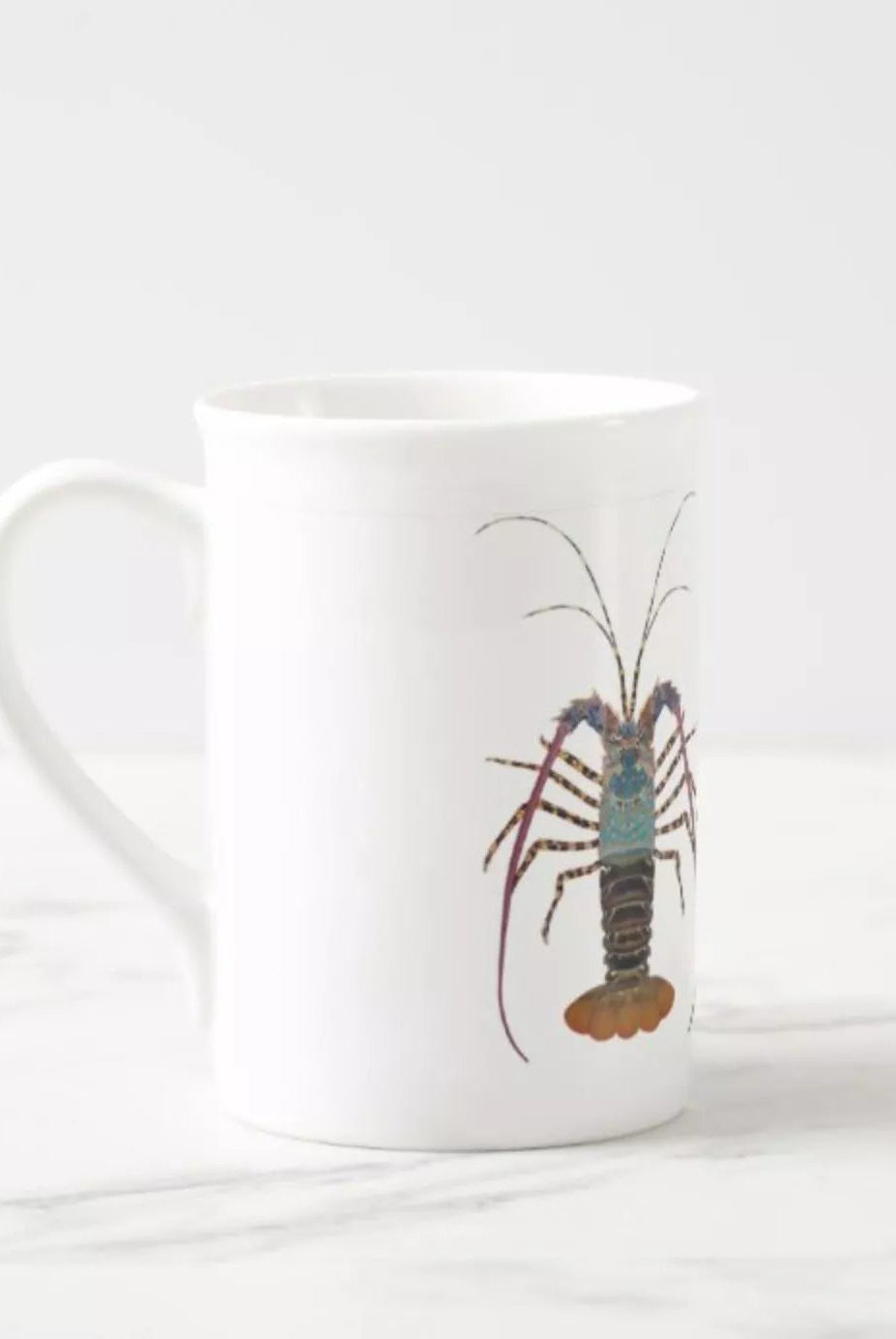 Ornate Spiny Lobster Version 2- Fine Bone China Mug-Stick Figure Fish Illustration