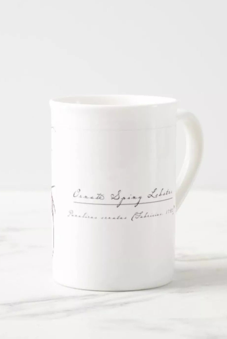 Ornate Spiny Lobster Version 2- Fine Bone China Mug-Stick Figure Fish Illustration