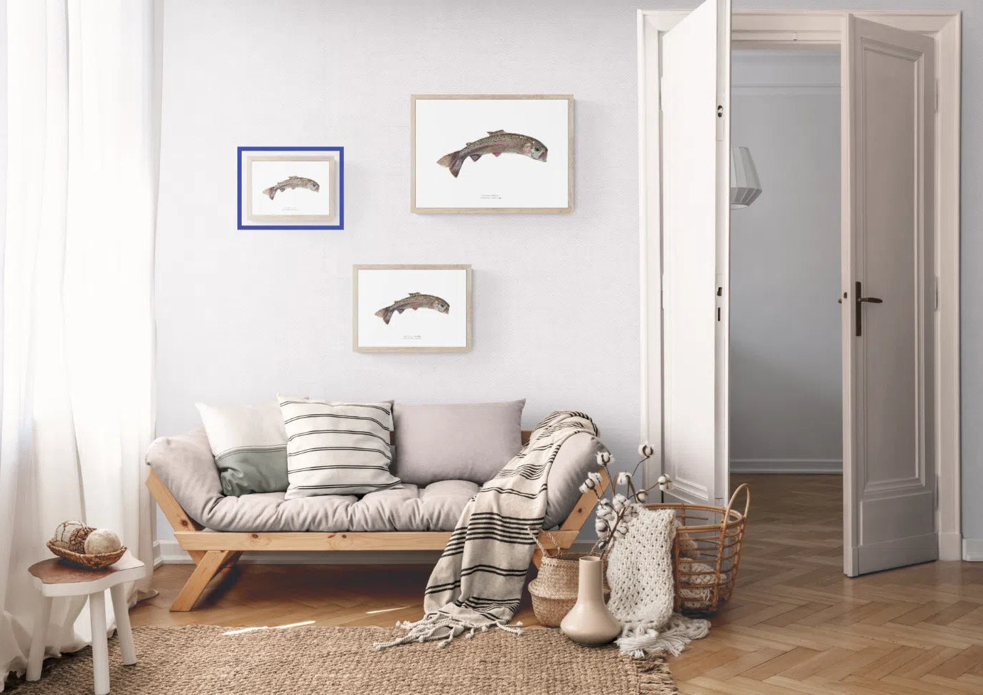 Rainbow Trout, Oncorhynchus mykiss (Walbaum 1792) - Fine Art Print-Stick Figure Fish Illustration
