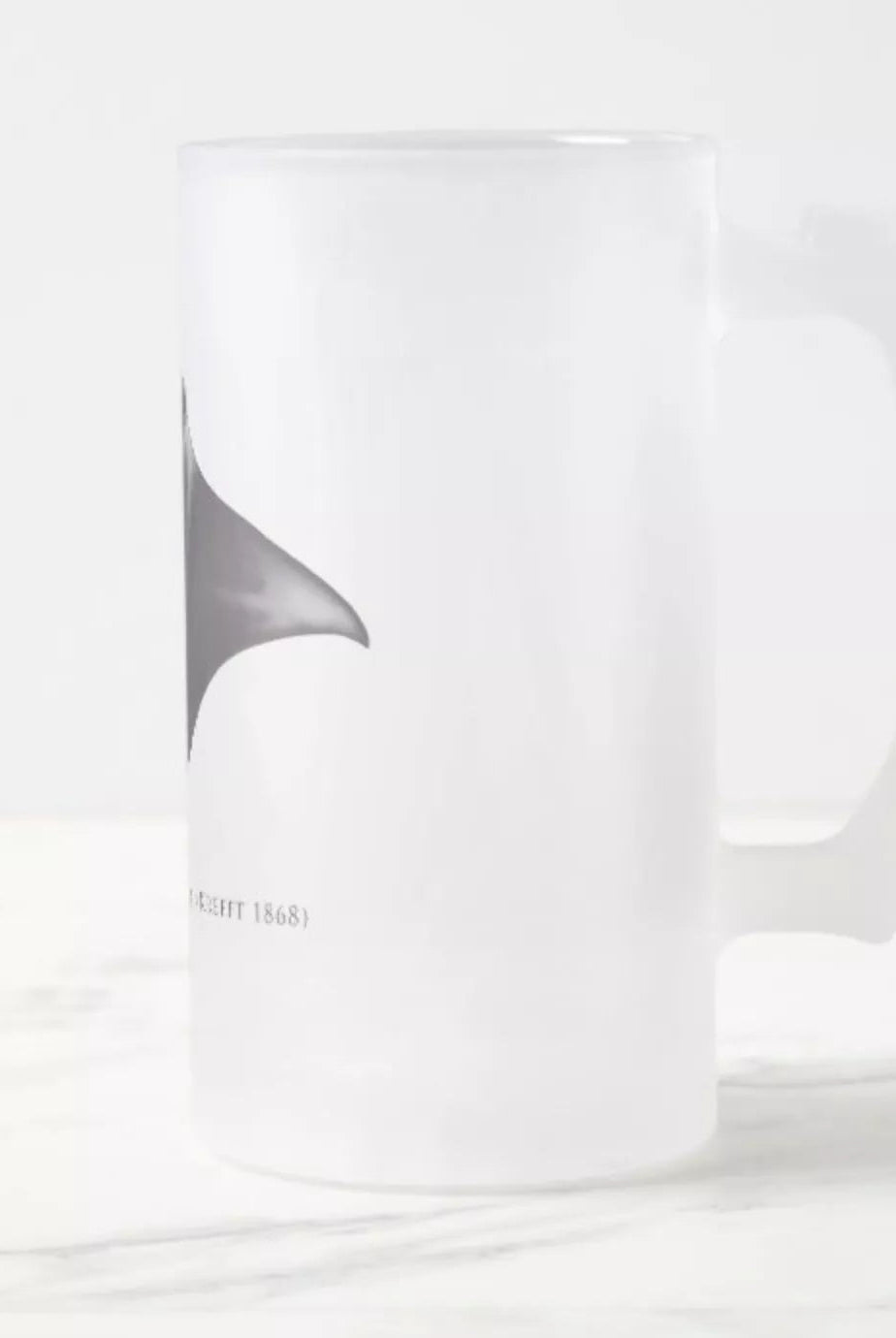 Reef Manta - Frosted Glass Stein-Stick Figure Fish Illustration