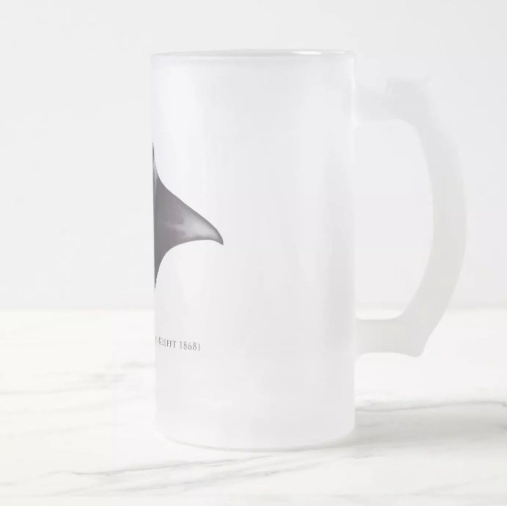 Reef Manta - Frosted Glass Stein-Stick Figure Fish Illustration