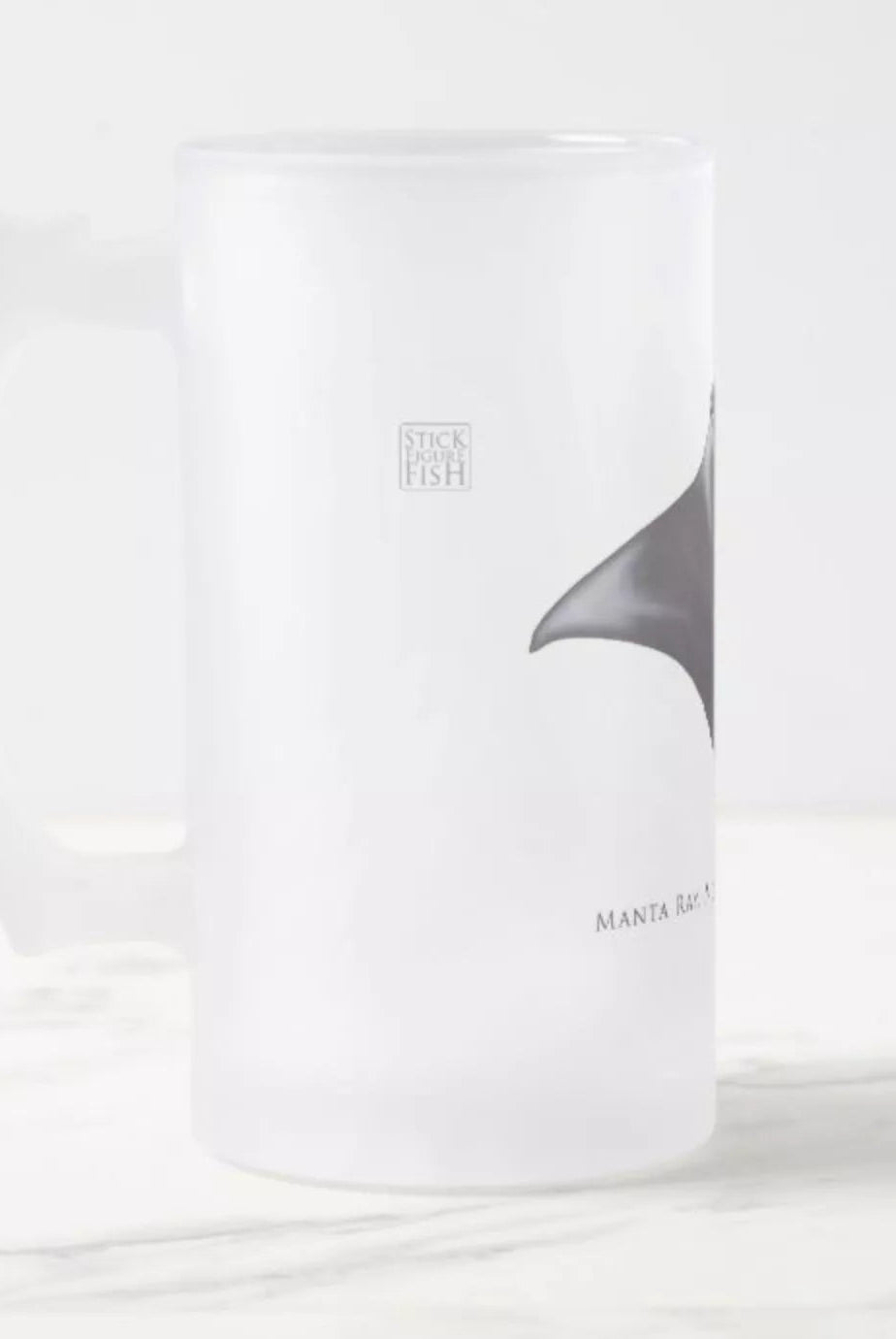 Reef Manta - Frosted Glass Stein-Stick Figure Fish Illustration