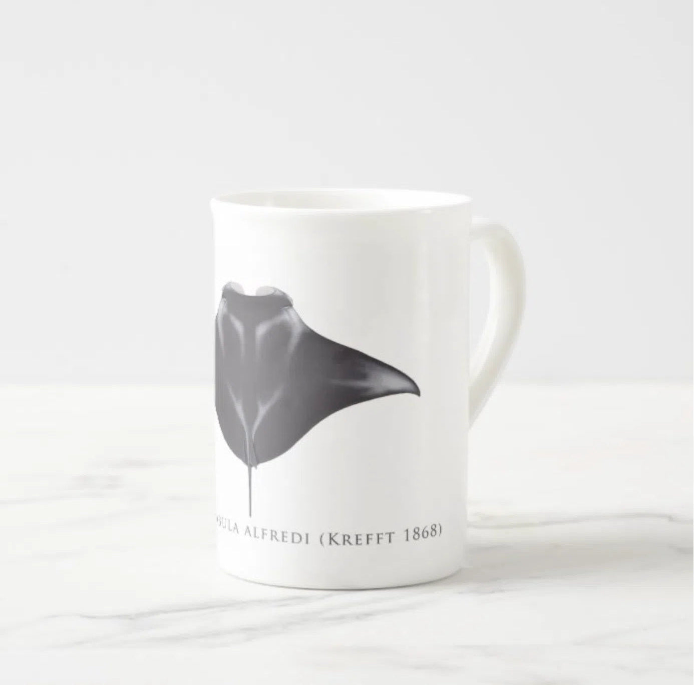 Reef Manta Ray - Fine Bone China Mug-Stick Figure Fish Illustration