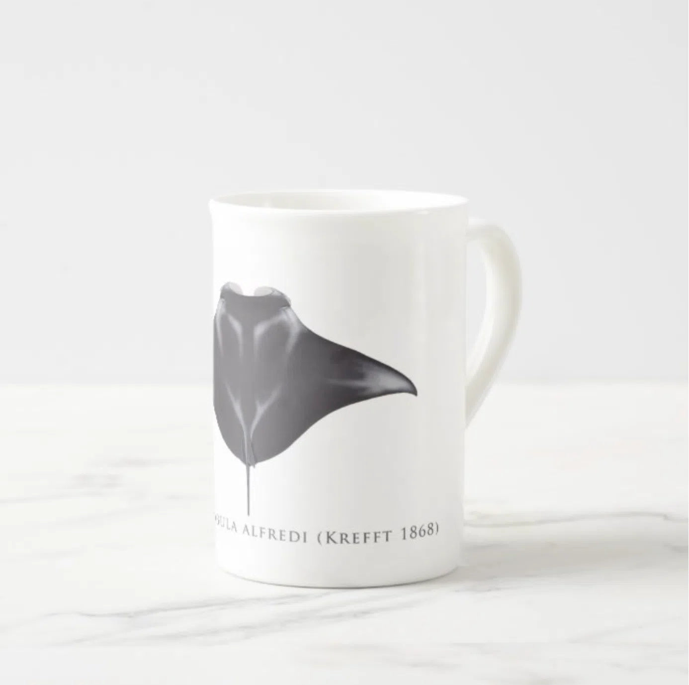 Reef Manta Ray - Fine Bone China Mug-Stick Figure Fish Illustration