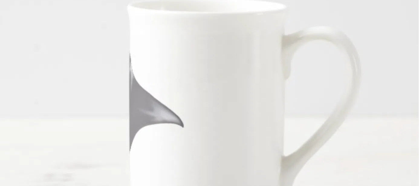 Reef Manta Ray - Fine Bone China Mug-Stick Figure Fish Illustration