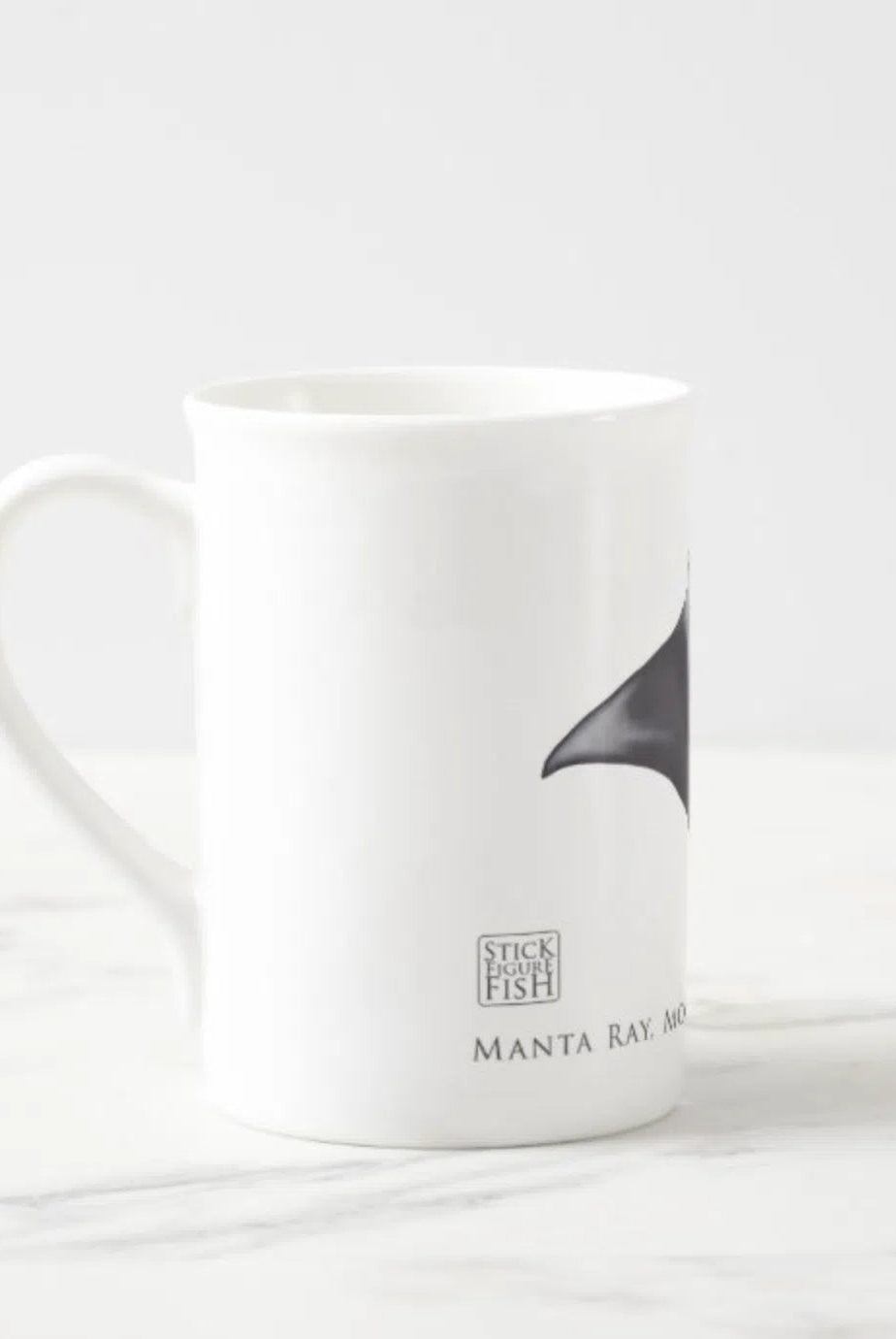 Reef Manta Ray - Fine Bone China Mug-Stick Figure Fish Illustration